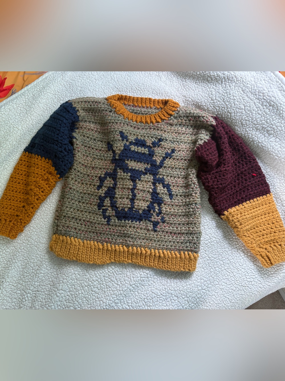 Hand Crocheted Chunky Beetle Bug Sweater